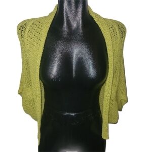 Jana Light Green Open-Front Knit Shrug Bolero Size L/XL